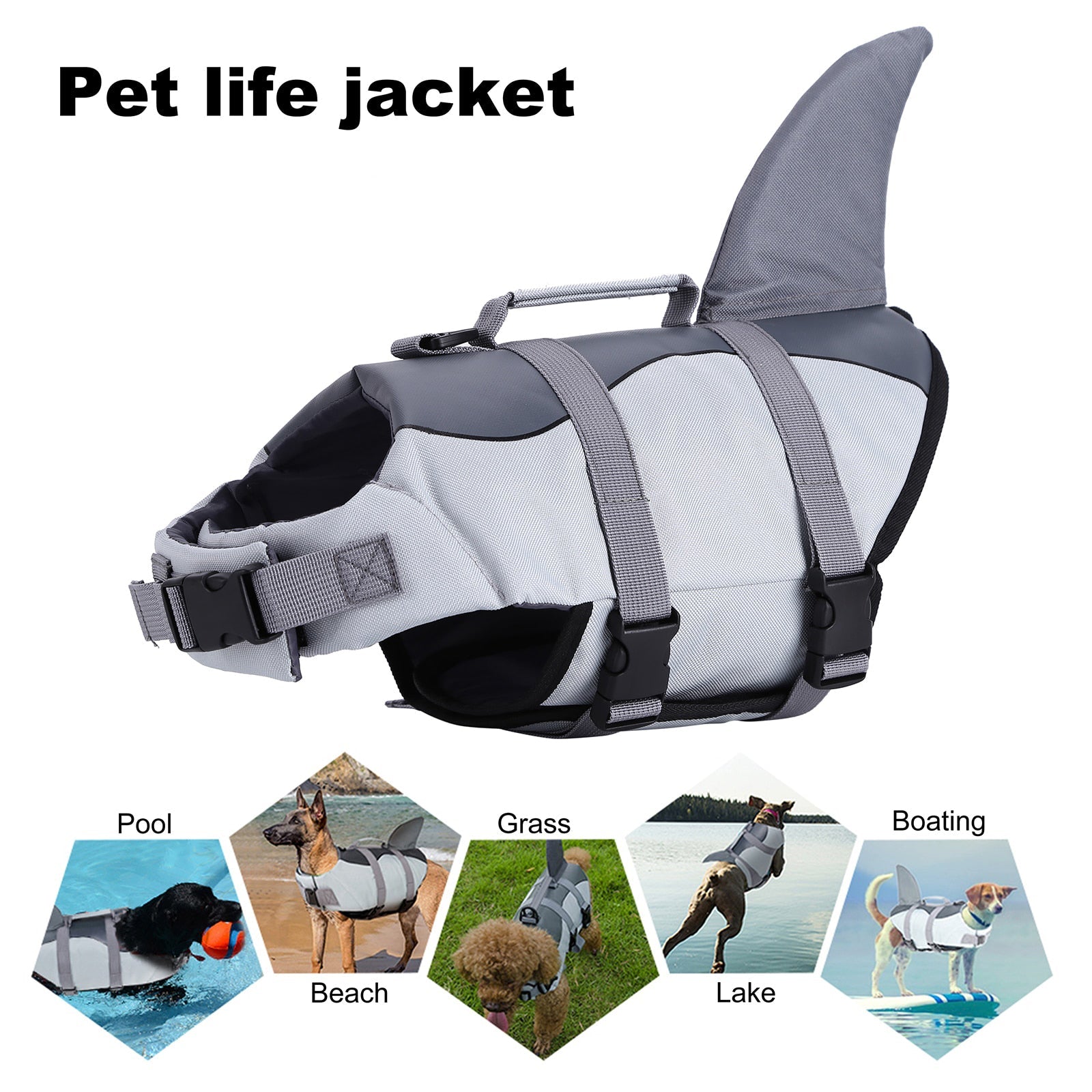 Adjustable Shark Life Vest for Dogs